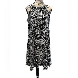 Y2K 90s MSK NWT black and white pattern dress with shiny sequins Size Large